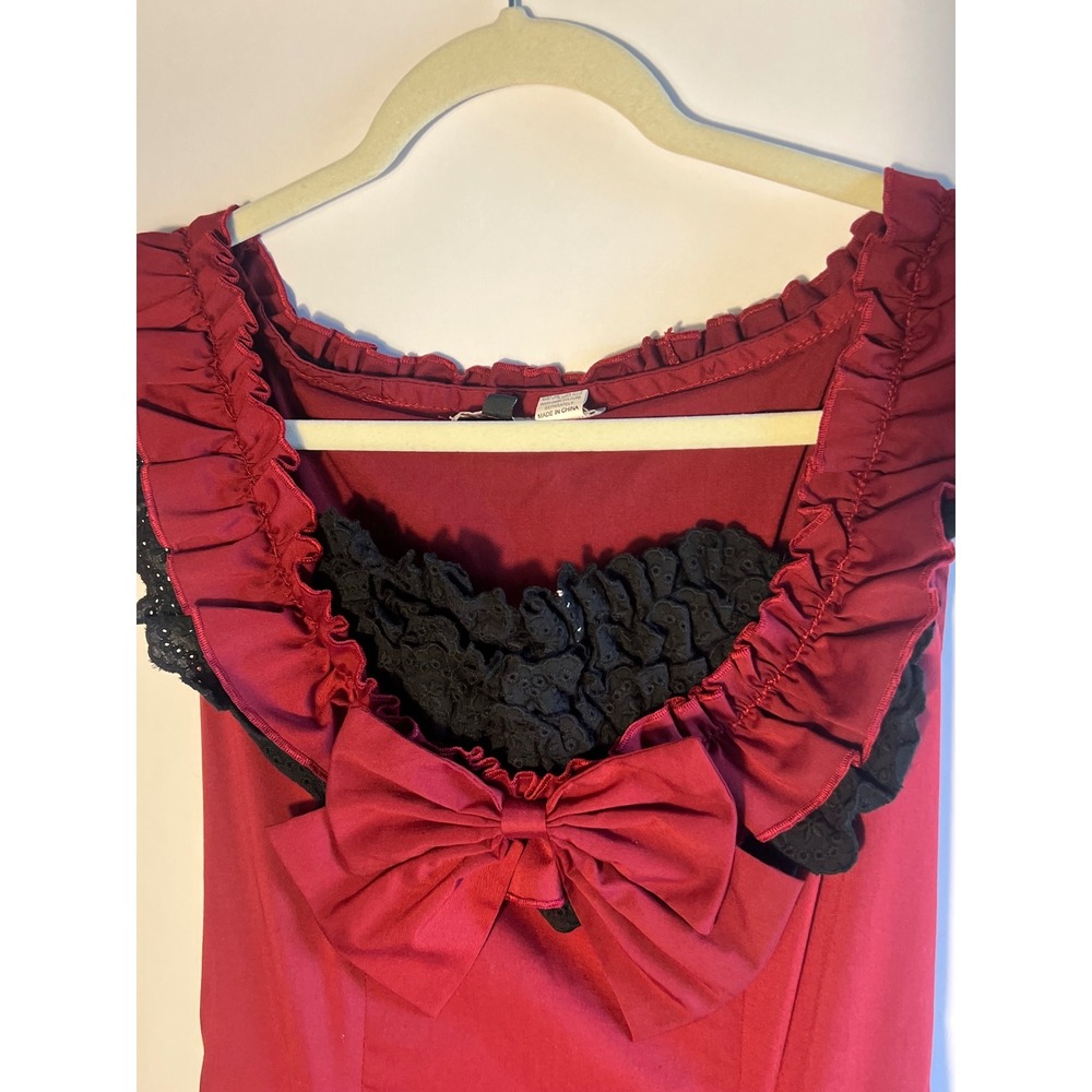 Victorian Choice Gothic Southern Belle Civil War Ball Gown Dress Red Black Small - Picture 5 of 11